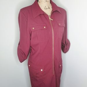 Michael Kors Burgundy Zippered Dress